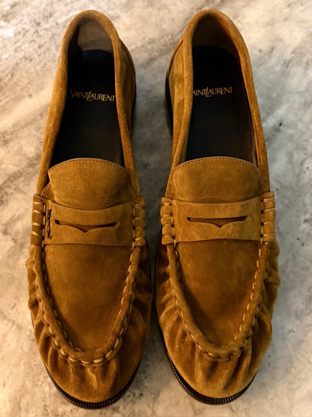 SAINT LAURENT Le Loafer Supple Dark Cognac Brown Suede 42.5 / 9.5 US YSL $1250
